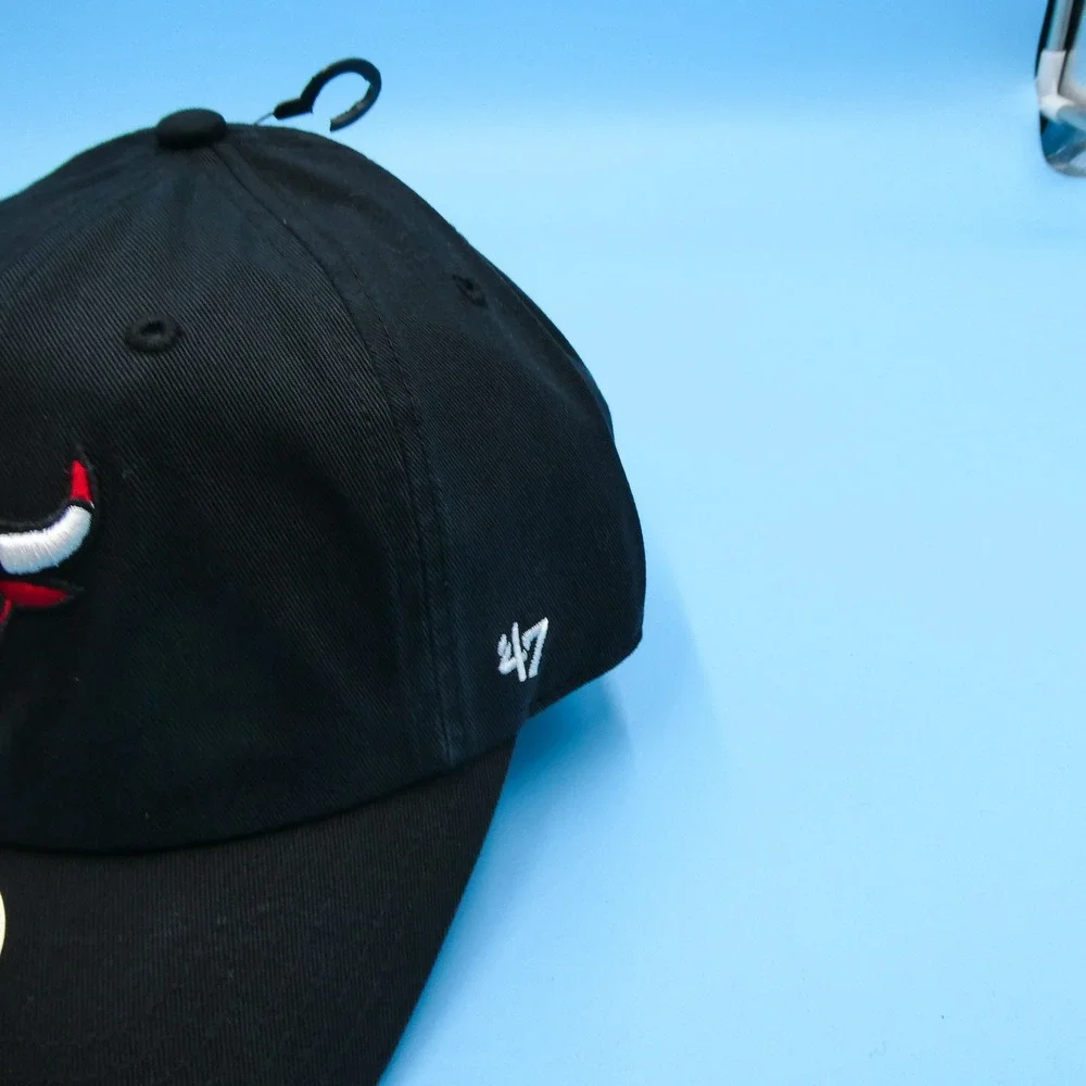 '47‎ Brand Hat Youth Chicago Bulls Black Clean Up Adjustable NBA Baseball Cap